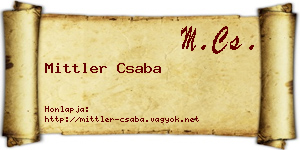Mittler Csaba névjegykártya